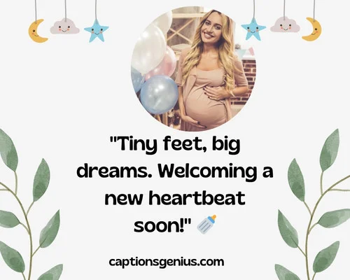 Attractive Baby Shower Captions For Instagram - Tiny feet, big dreams. Welcoming a new heartbeat soon.
