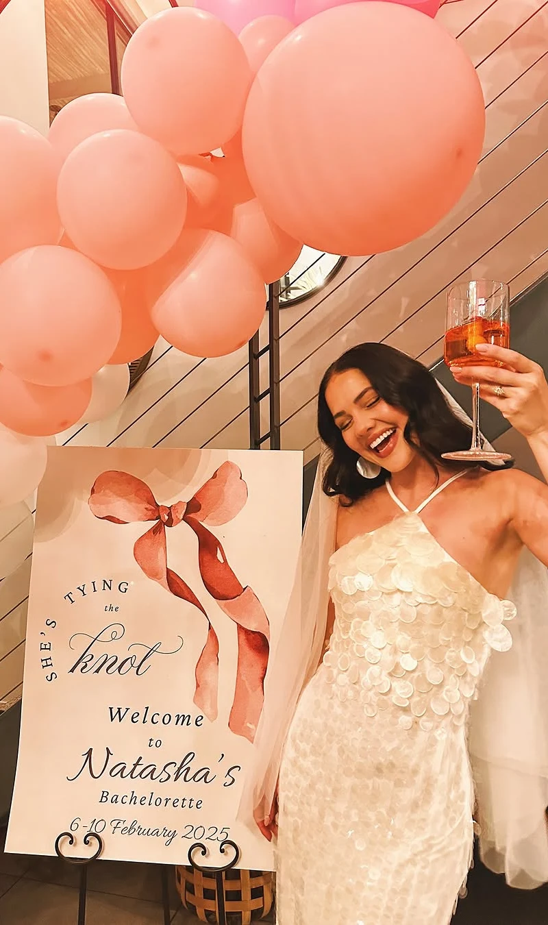 Bachelorette Party Welcome Sign with Balloon Backdrop