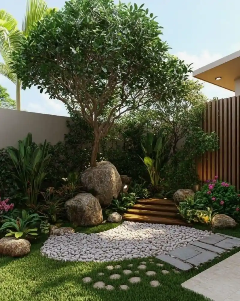 Boulder Feature Corner With A Tropical Palette