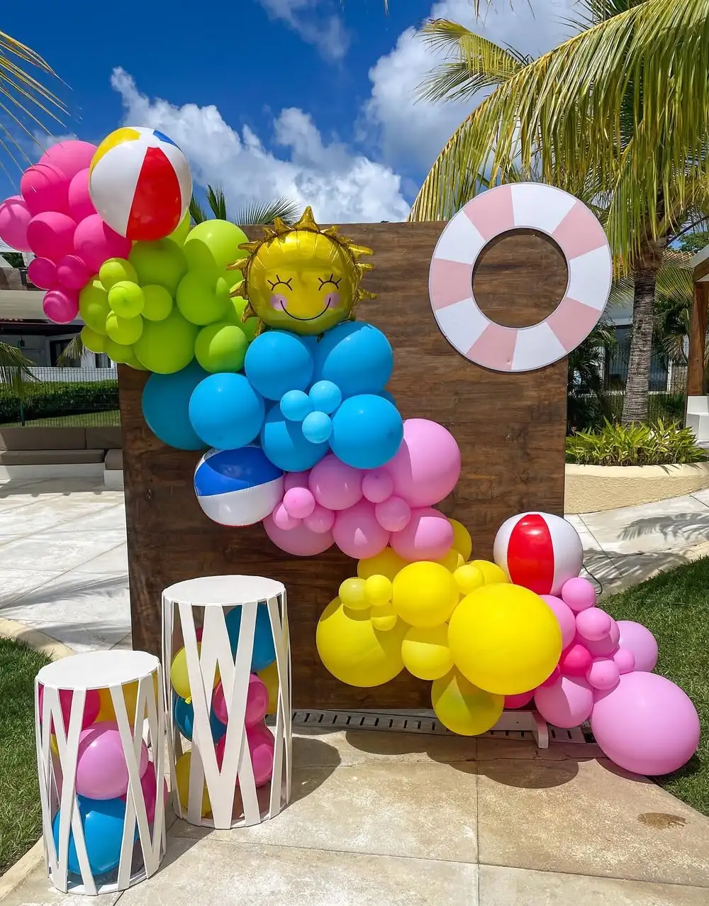 Bright and Fun Poolside Balloon Decor Perfect for Summer Vibes