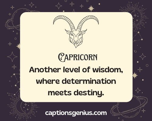Capricorn Birthday Captions For Instagram - Another level of wisdom, where determination meets destiny.
