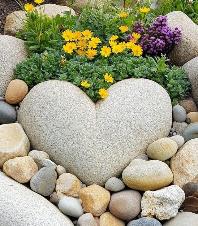 Carved Heart Stone Display