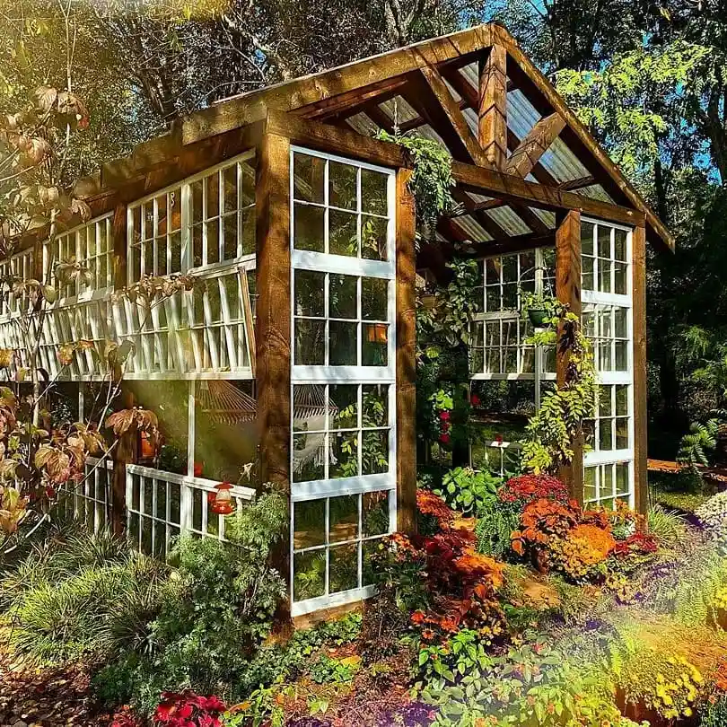 Charming Glass and Wood Greenhouse