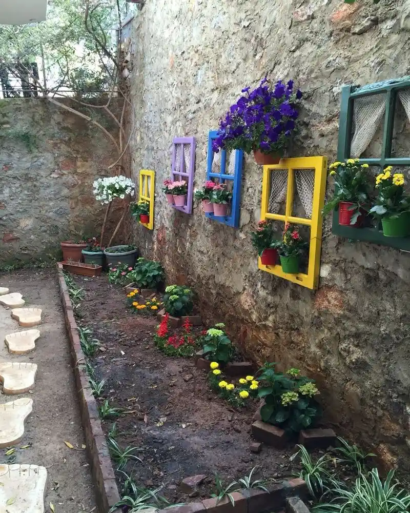 Colorful Window Frame Wall Garden