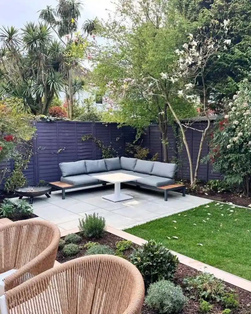 Corner Sofa on Painted Fence Backdrop