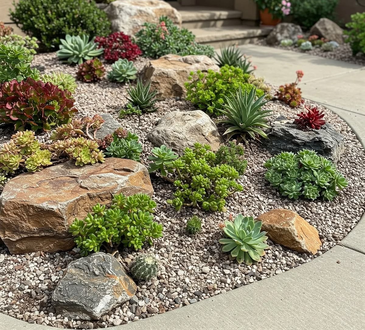 Curved Pavement Succulent Corner