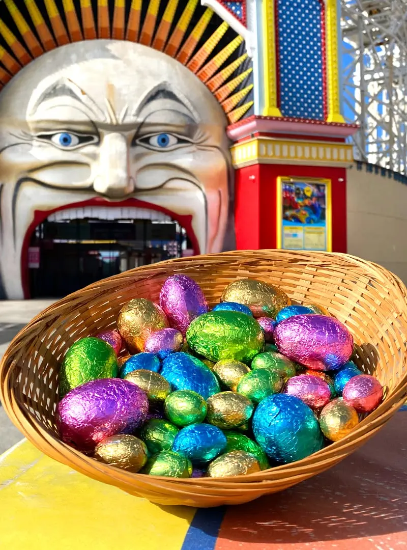 Easter Egg Hunt at an Amusement Park
