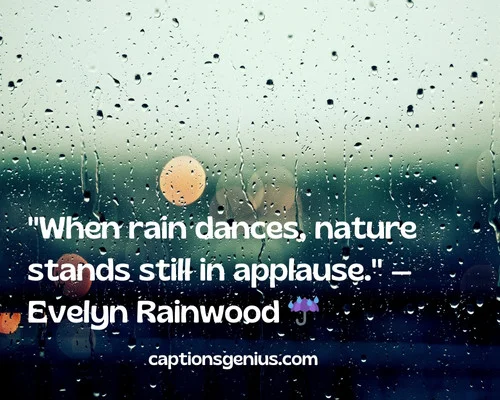 Famous Rain Quotes For Instagram - When rain dances, nature stands still in applause.β Evelyn Rainwood