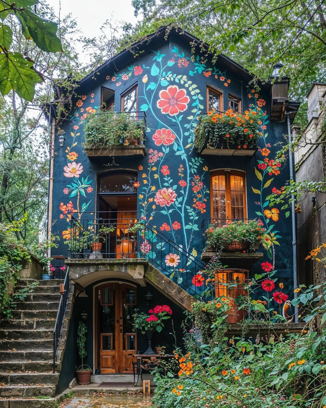 Floral Mural Woodland Cottage Floral Mural Woodland Cottage