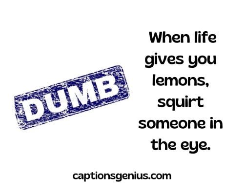 Funny Dumb Captions For Instagram - When life gives you lemons, squirt someone in the eye.