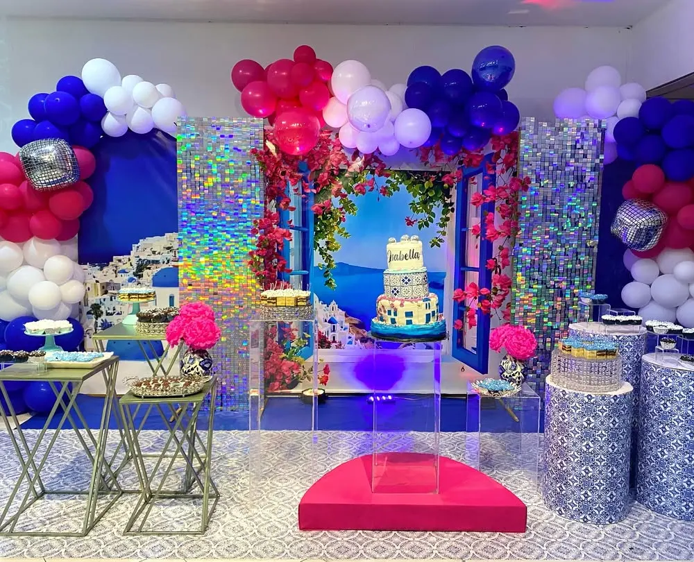 Immersive Greek Window Dessert Display