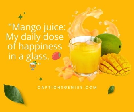 Mango Juice Lover Captions - Mango juice: My daily dose of happiness in a glass.