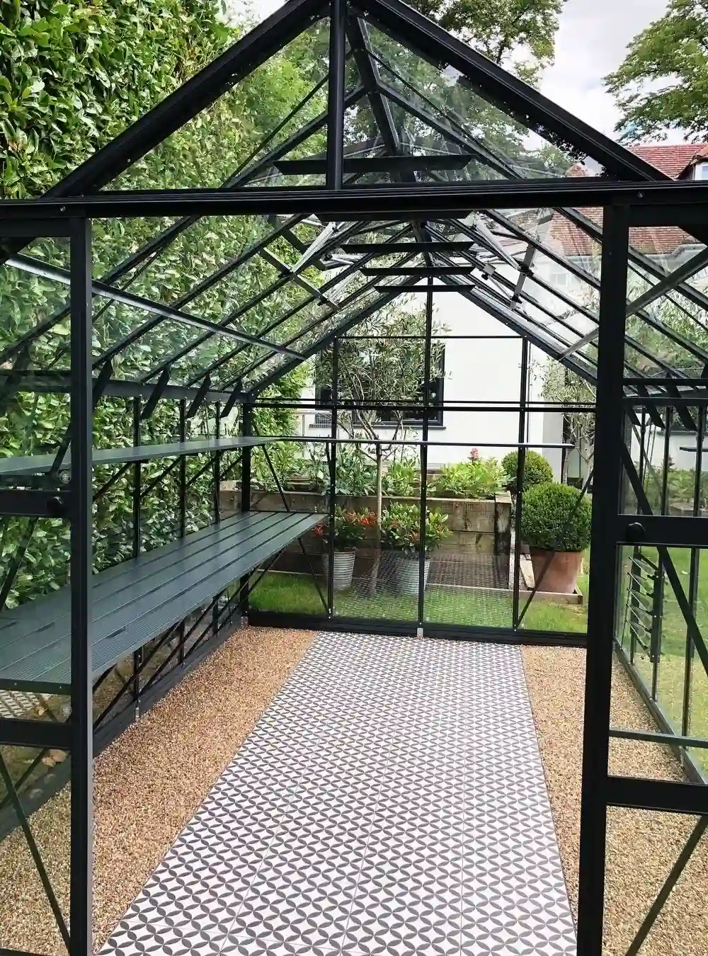 Minimalist Black Glass Greenhouse