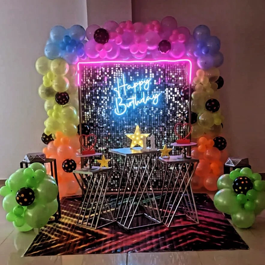 Neon Birthday Party Photo Backdrop