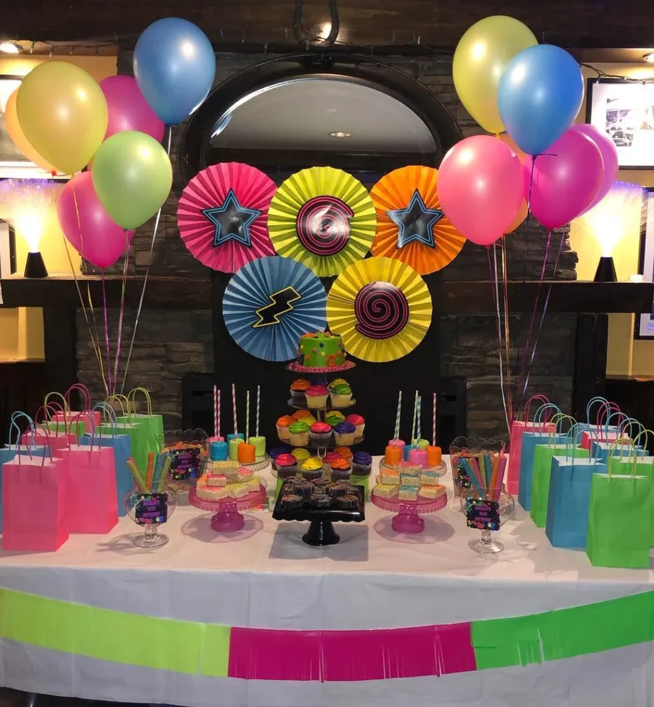 Neon Colorful Party Dessert Table