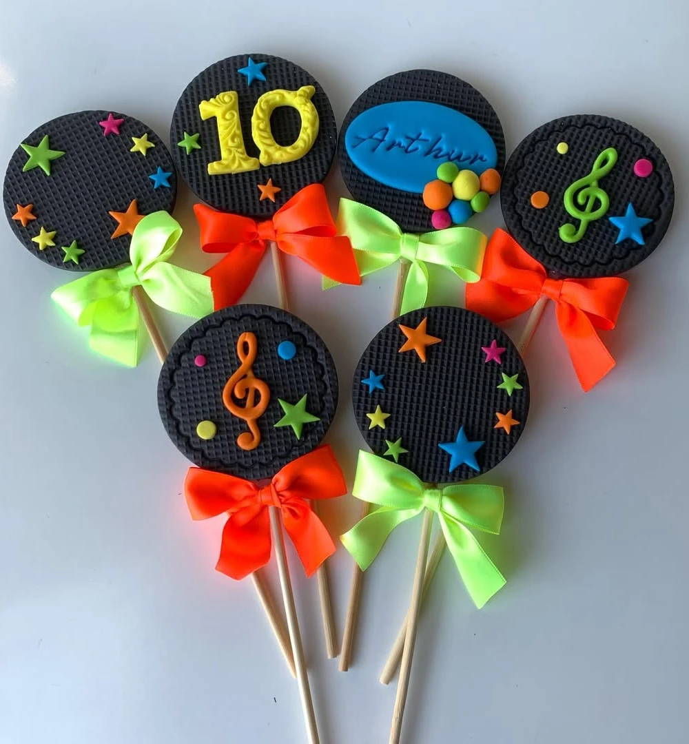Neon Glow Party Lollipops with Fun Decorations