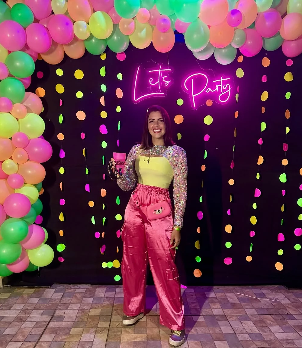 Neon Party Photo Booth with Vibrant Balloons