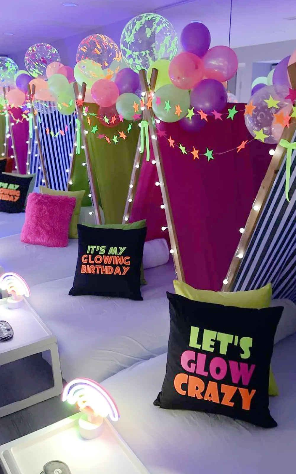 Neon Party Tent with Glow Decor