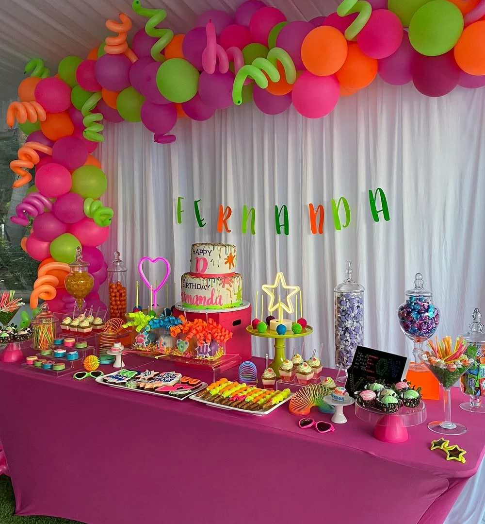 Neon-Themed Candy and Dessert Table