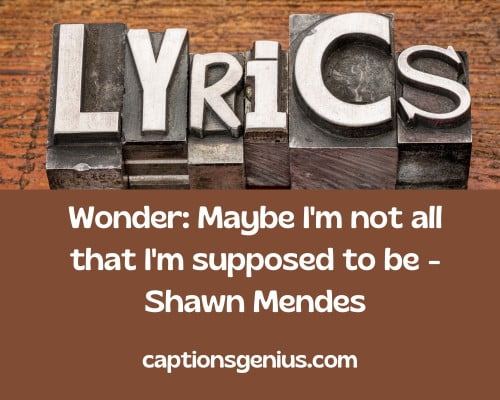 Old Song Song Lyrics For Instagram Captions - Wonder: Maybe I'm not all that I'm supposed to be - Shawn Mendes