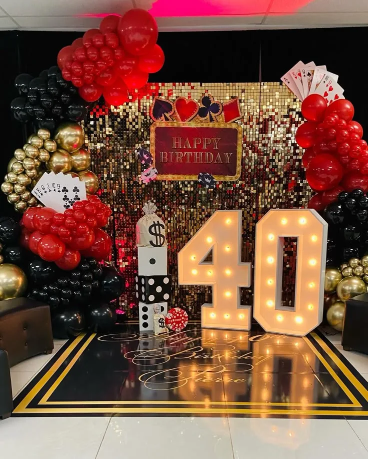 Opulent 40th Birthday Casino Backdrop
