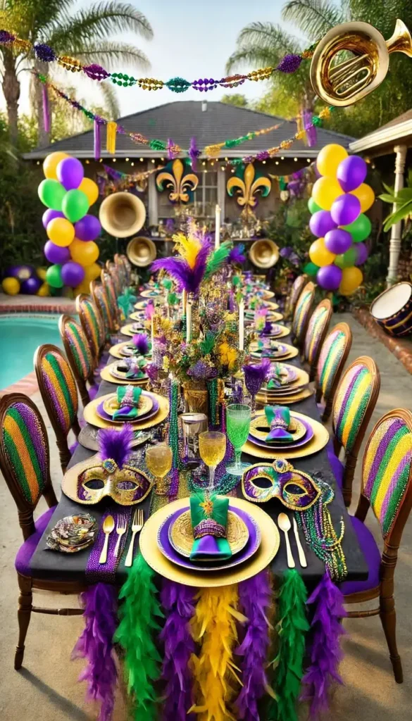 Opulent Outdoor Mardi Gras Tablescape