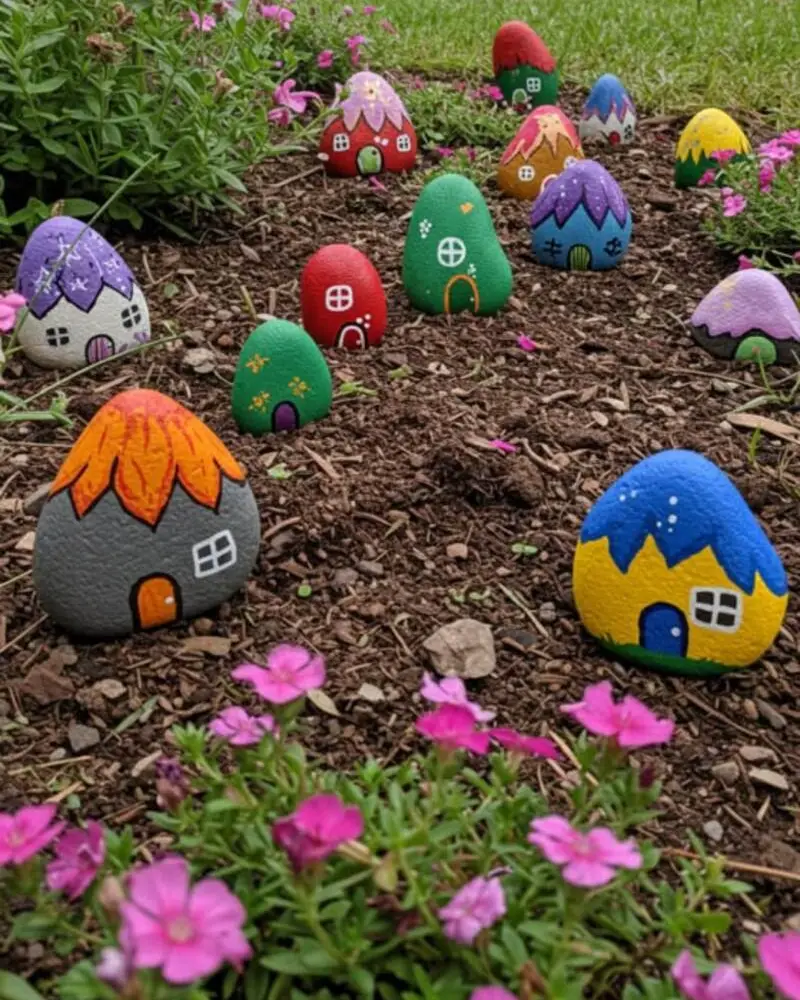 Painted Rock Fairy Houses