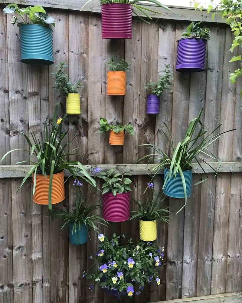 Painted Tin Can Planters