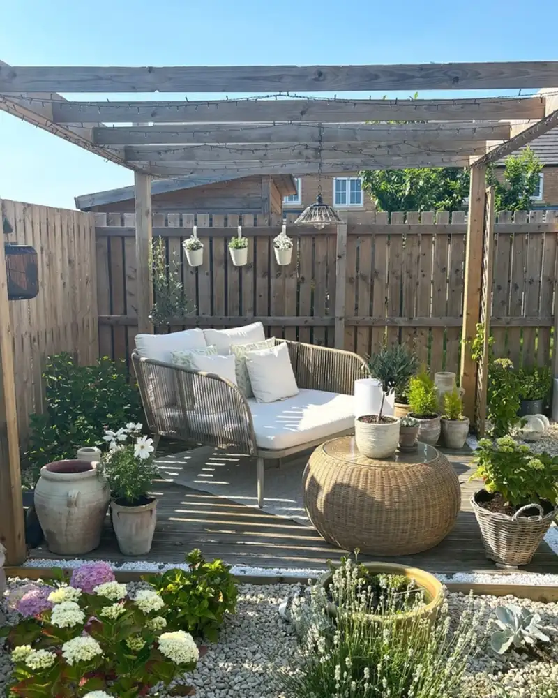 Pergola Daybed with String Lights