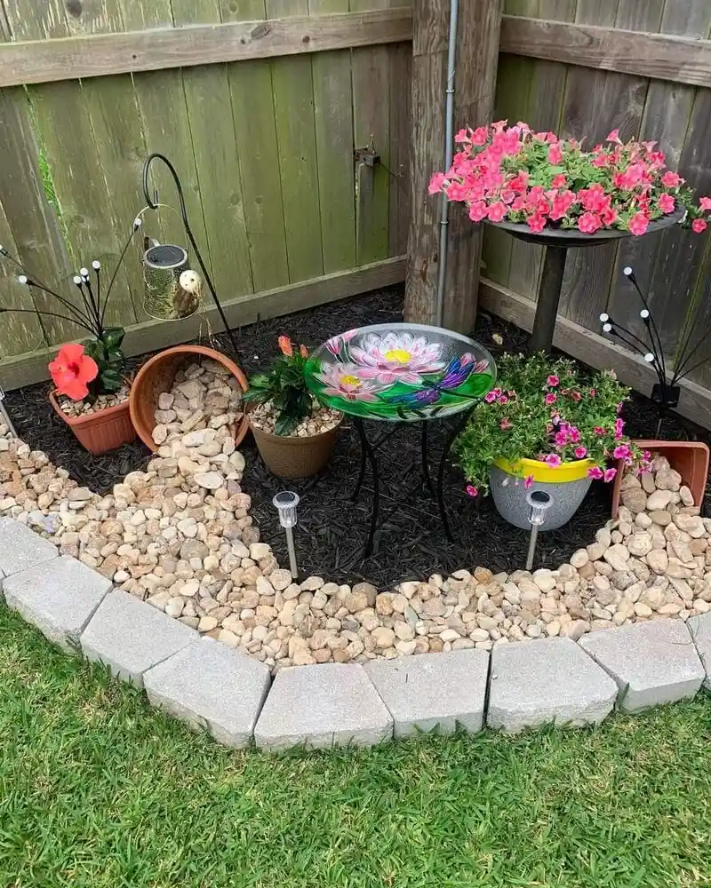 Rock Bordered Flower Bed