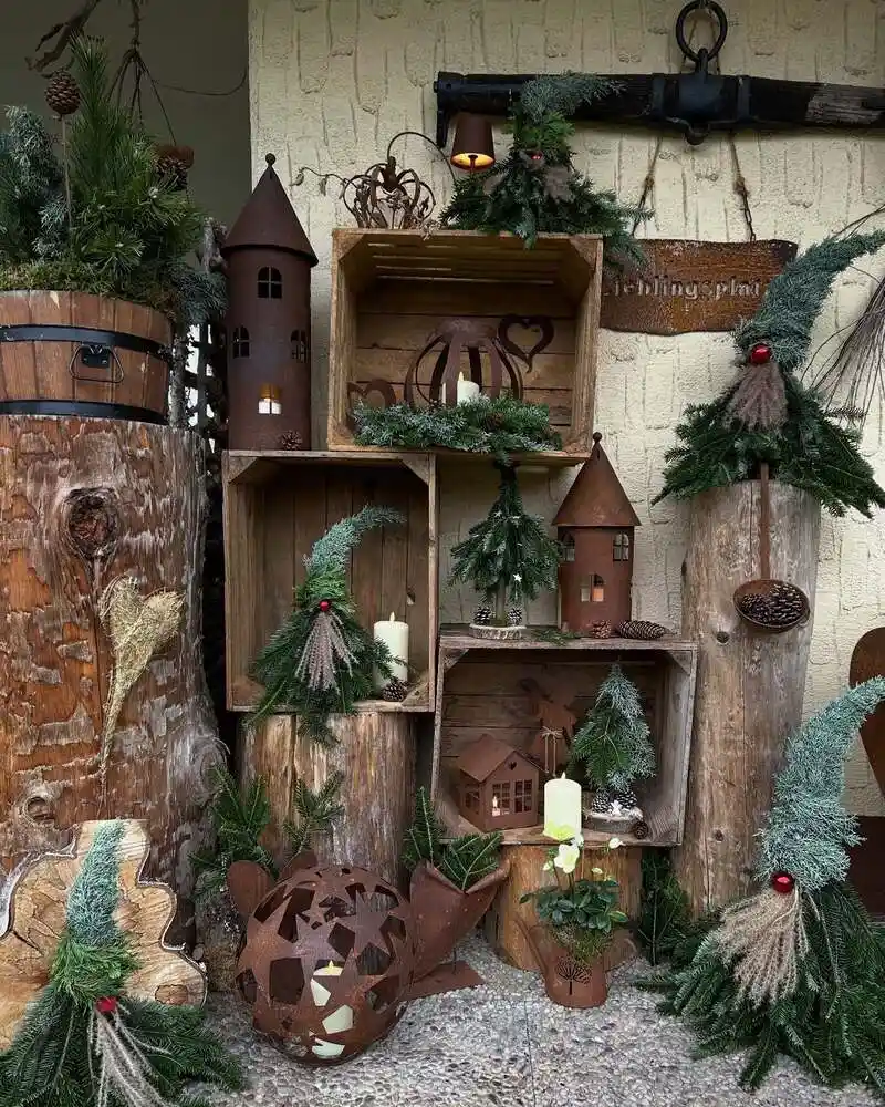 Rustic Crate and Log Display