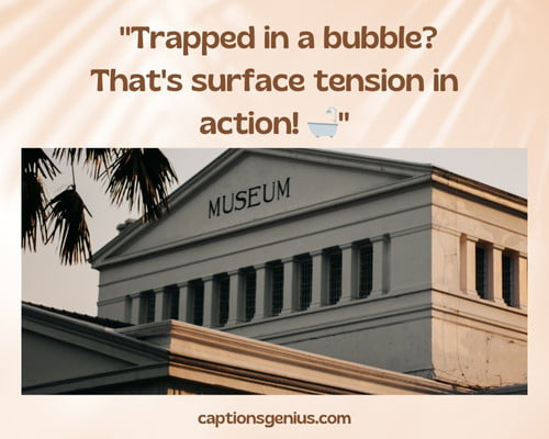 Science Museum Captions For Instagram - Trapped in a bubble? That's surface tension in action.