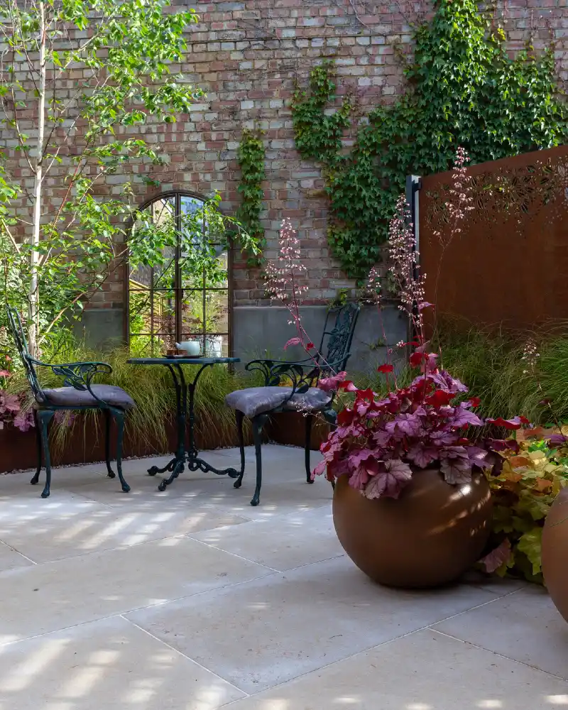Sculptural Corten Corner With Bistro Seating