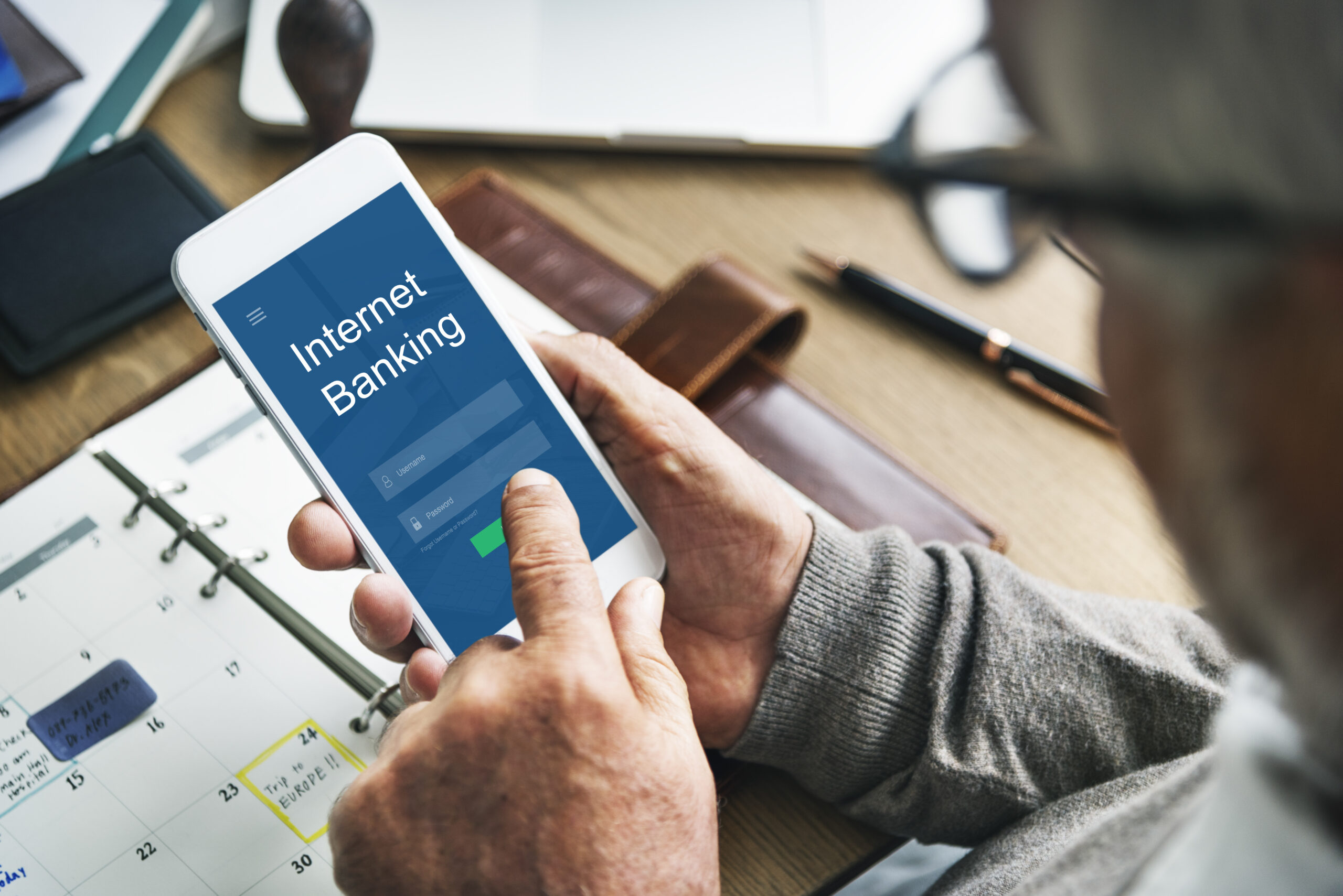 Internet Banking Online Payment Technology Concept Set Up a Portable Banking and Insurance System