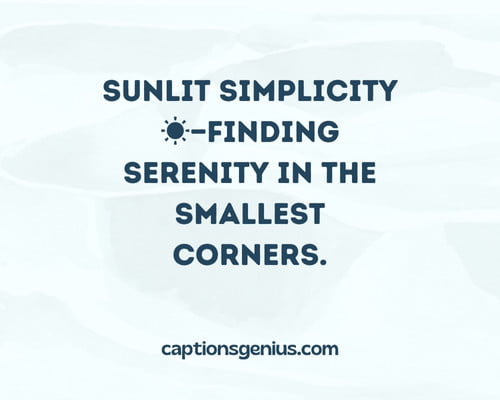 Short Minimalist Instagram Captions - Sunlit simplicity ☀️—finding serenity in the smallest corners.