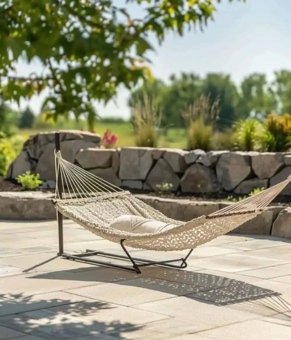 Standalone Macramé Hammock with Metal Frame