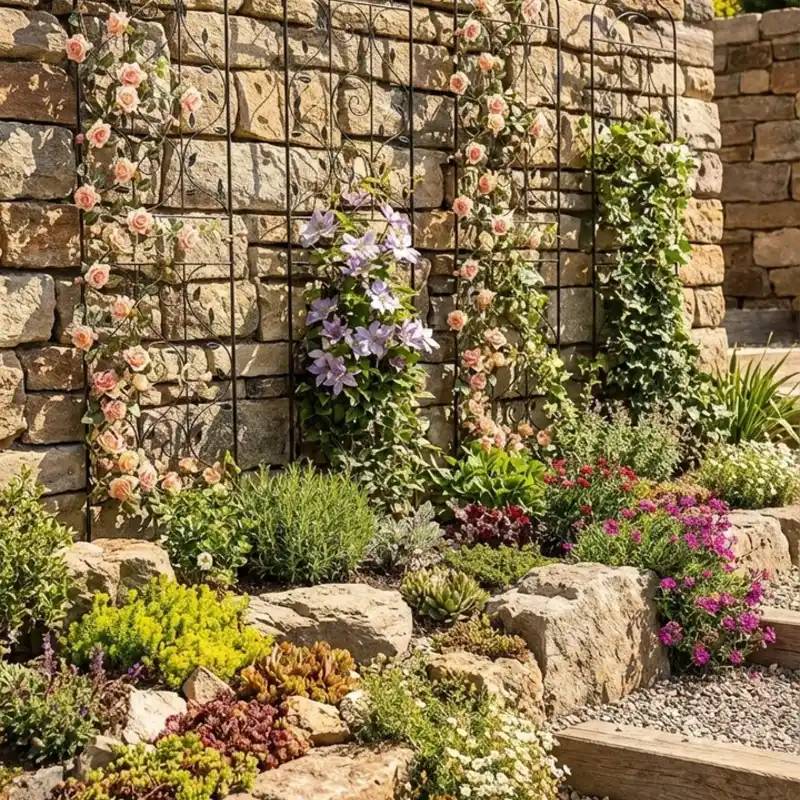 Stone Wall Trellis Display