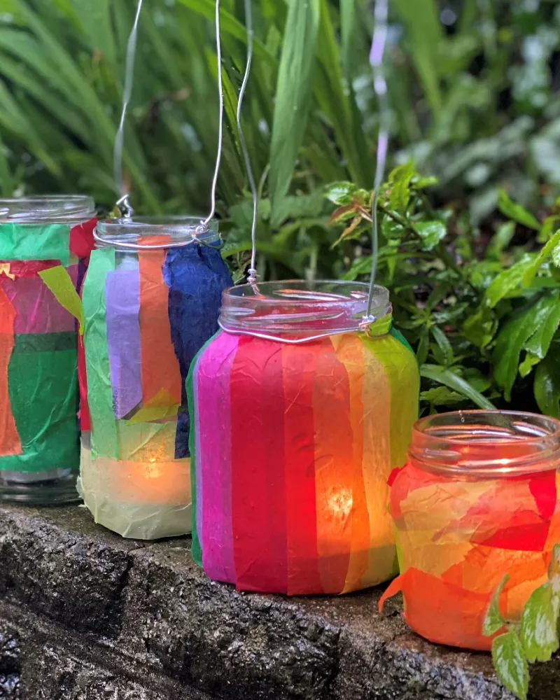  Tissue Paper Jar Lanterns