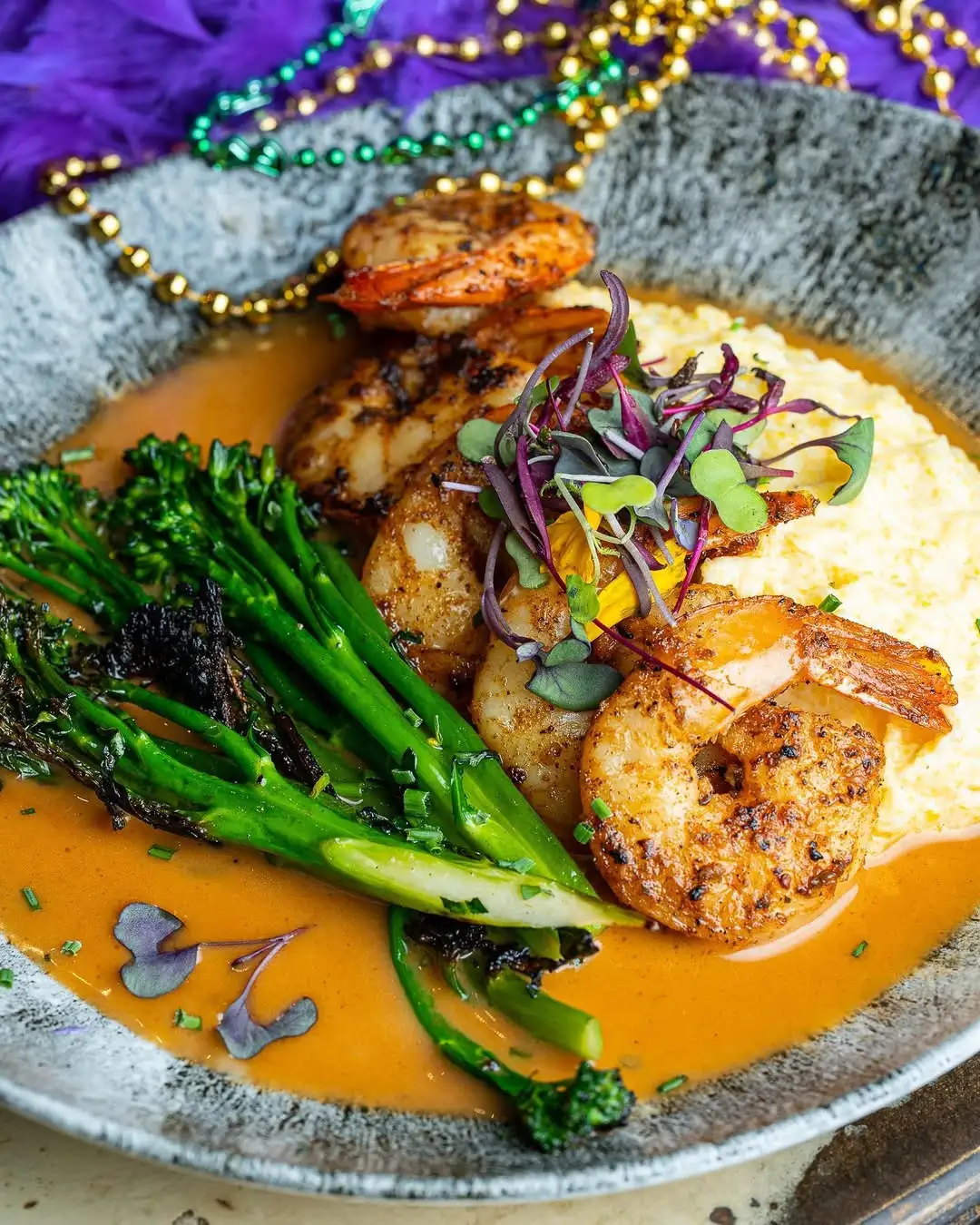 Upscale Mardi Gras Shrimp and Grits
