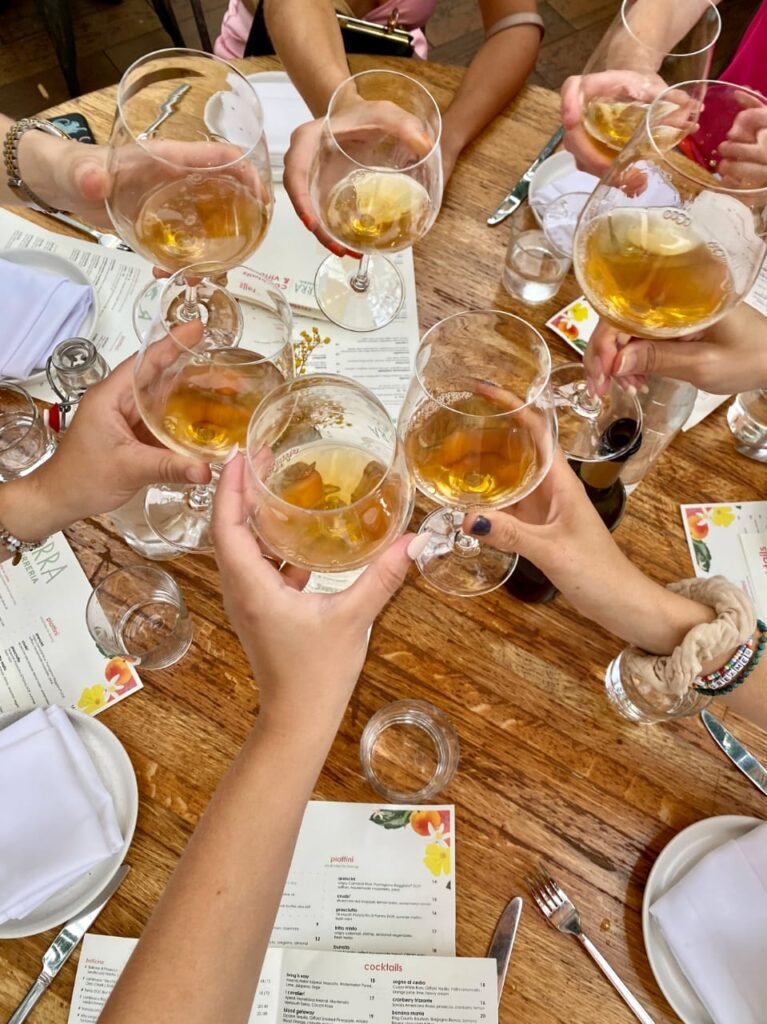 Toasting Glasses at a NYC Bachelorette Party