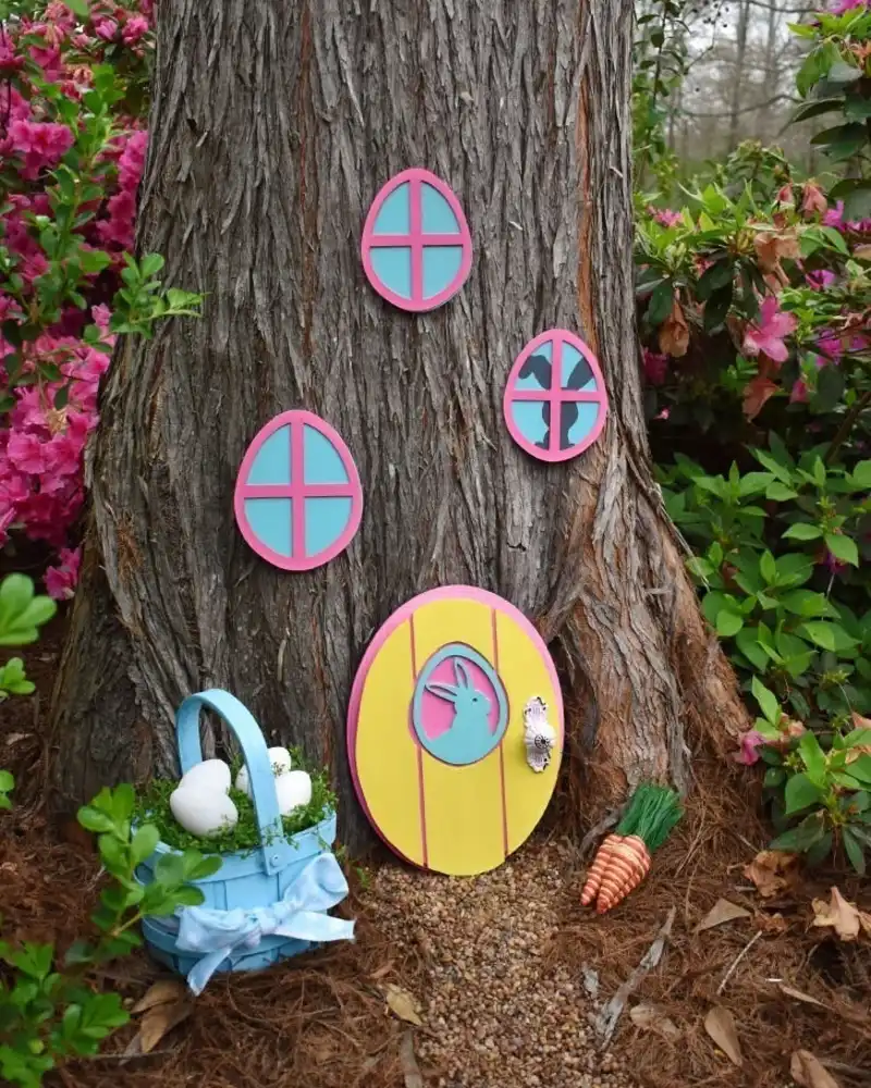 Wooden Fairy Door Tree Display