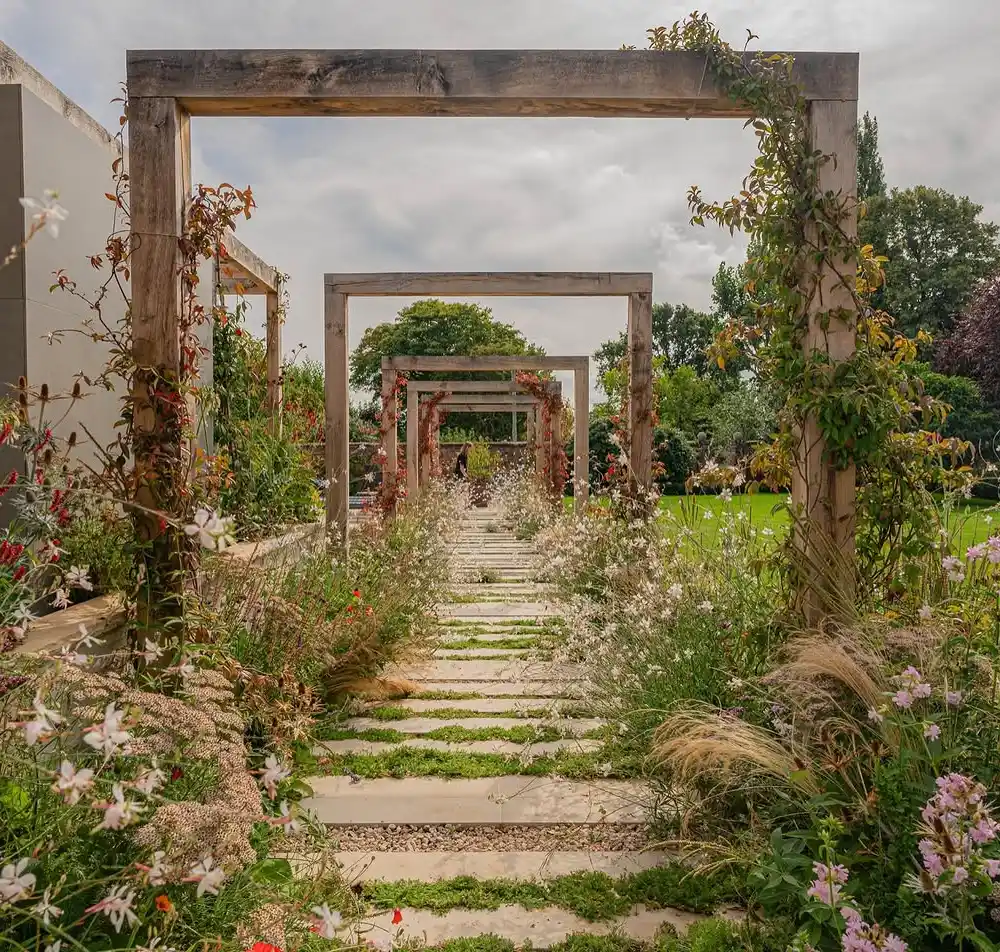 Wooden Pergola Pathway