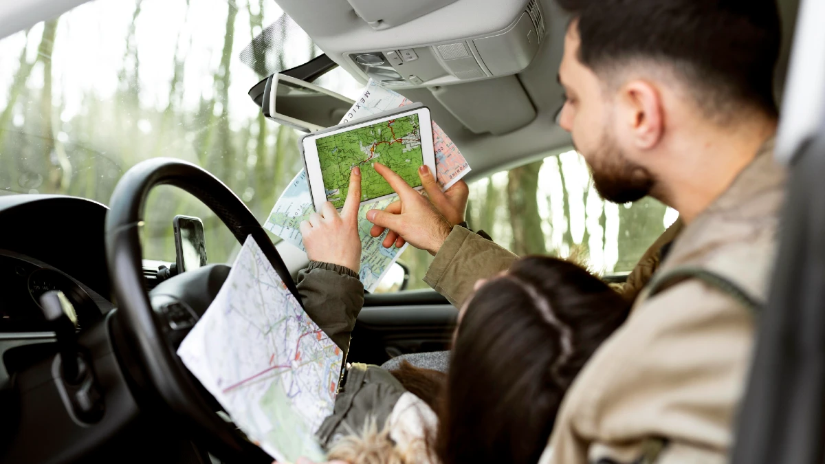 car with maps