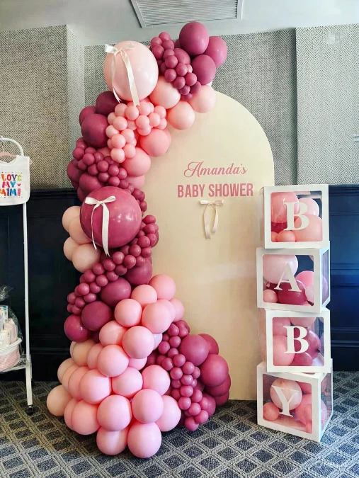 Pink and Maroon Balloon Arch