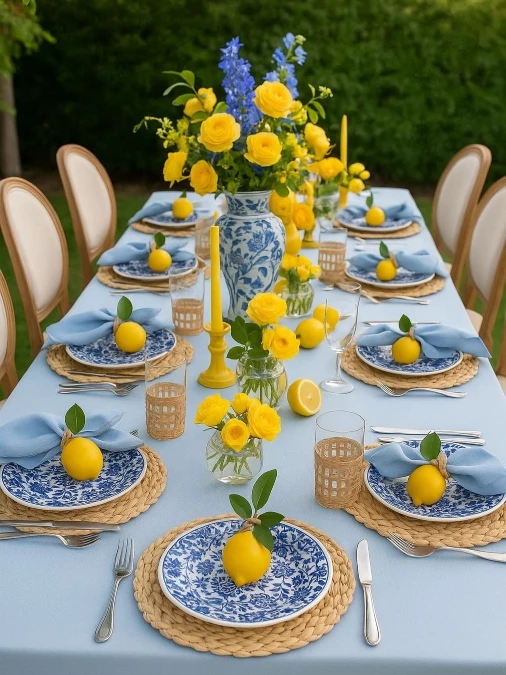 Coastal Tablescape with Lemon Accents
