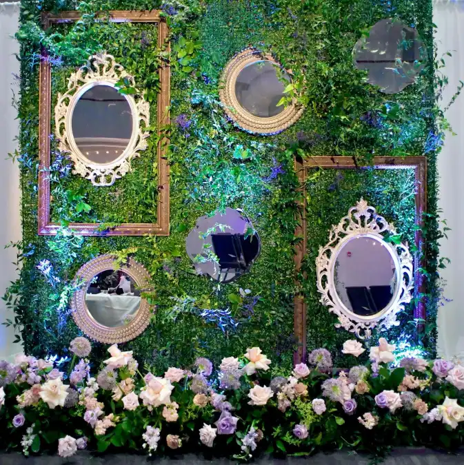 Ornate Mirror Greenery Wall