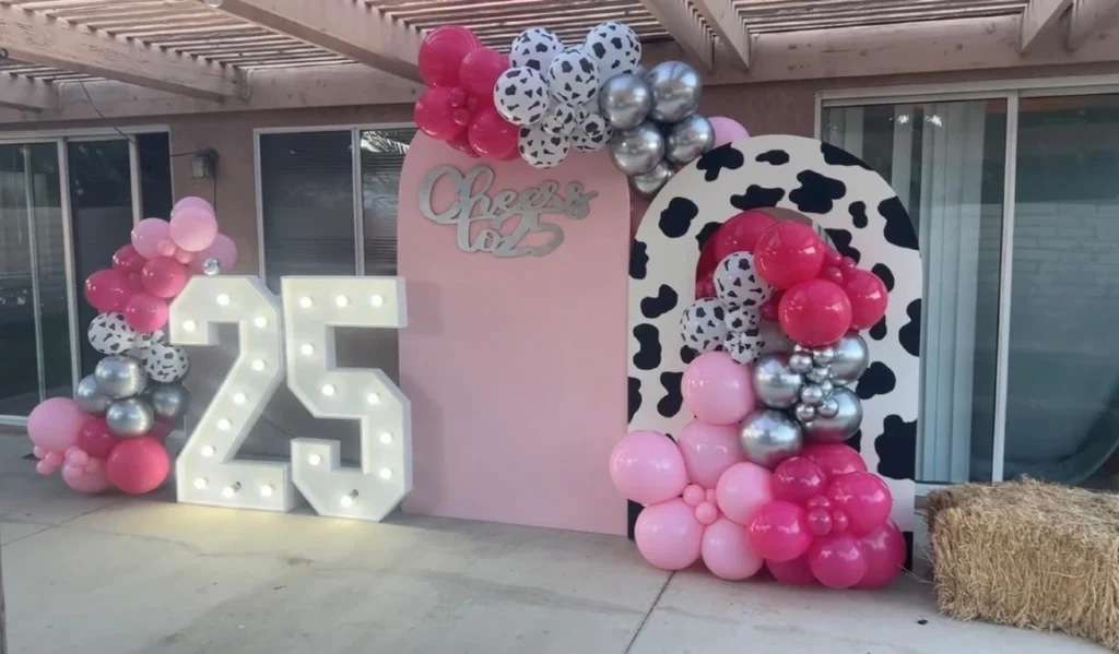 Cow Print and Pink Arch Backdrop