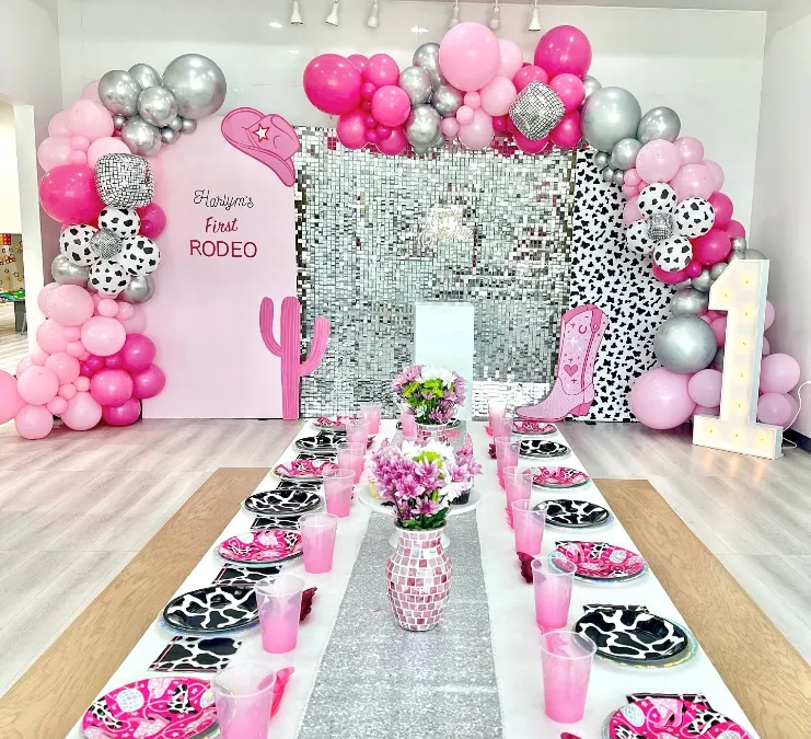 Pink Cactus and Marquee Display