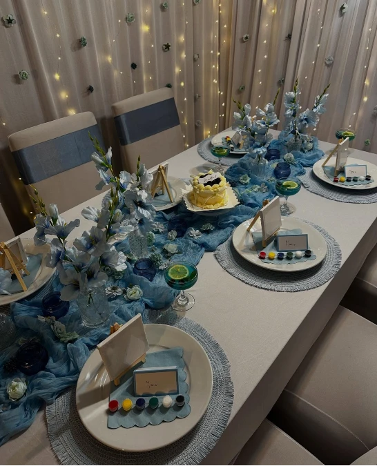 Serene Blue Tablescape