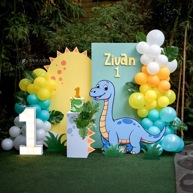 First Birthday Dinosaur Scene